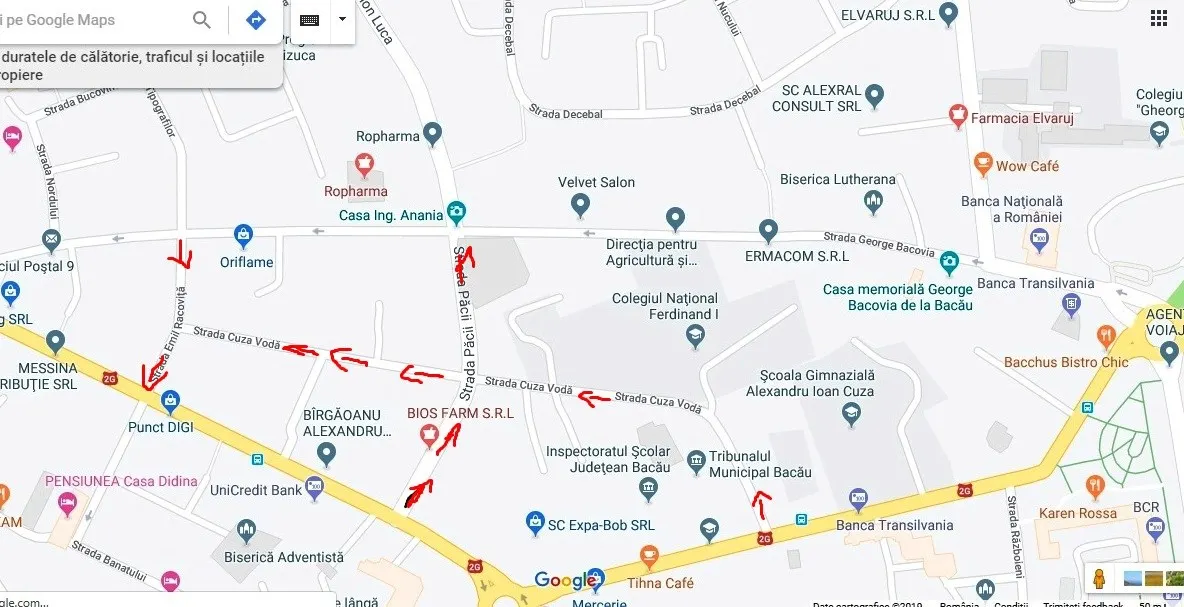Harta rutieră a Bacăului, actualizată cu noile străzi cu sens unic