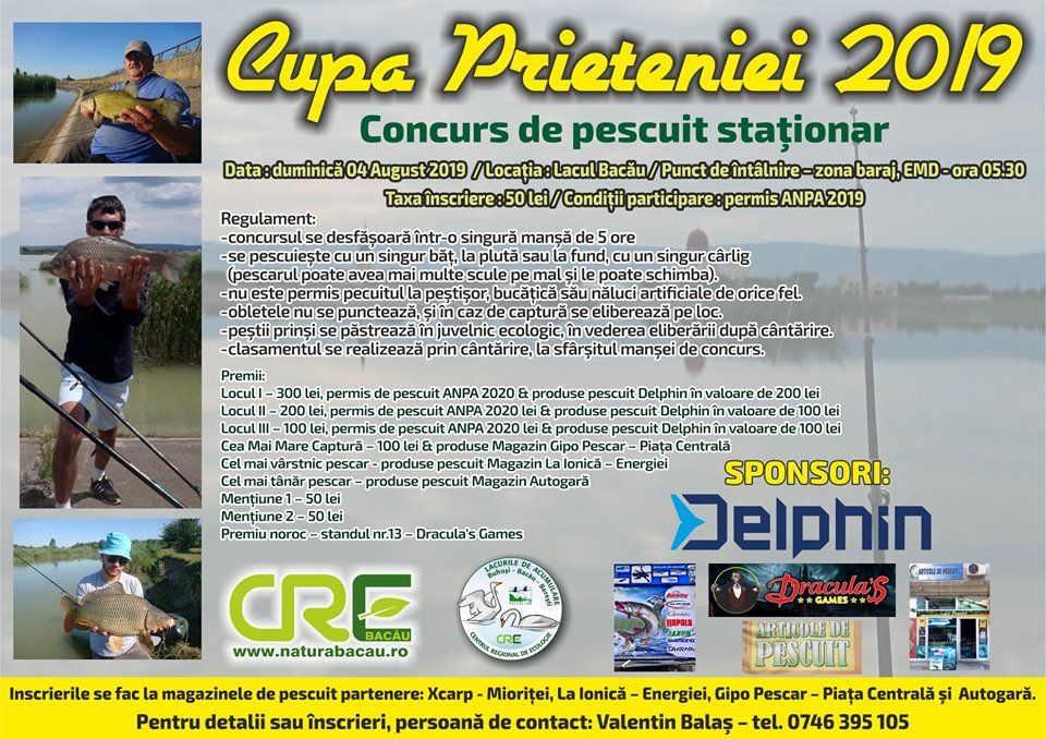 Concurs matinal de pescuit pe lacul Bacău organizat de ecologiști. Se anunță premii consistente în bani, permise de pescuit și accesorii