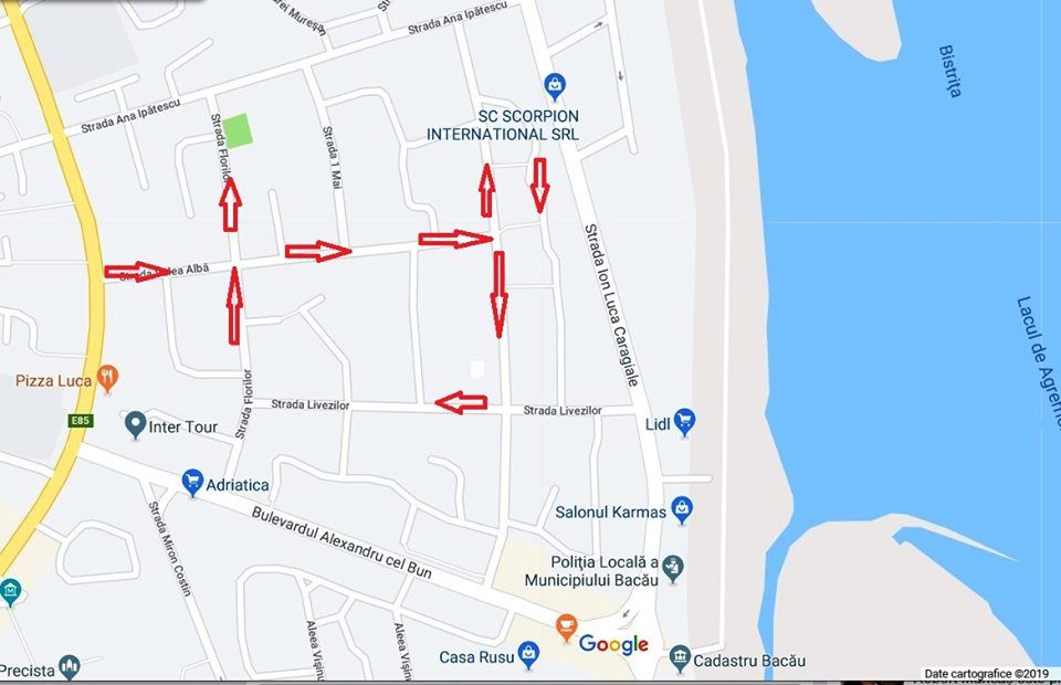 De mâine, circulație cu sens unic pe mai multe străzi din cartierul Bistrița Lac din Bacău