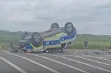 Autospeciala poliției, răsturnată în timpul unei urmăriri